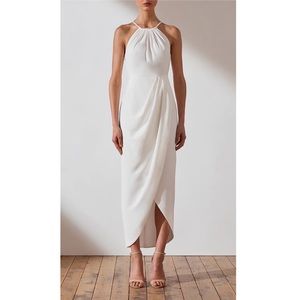 NWOT Shona Joy Core High Neck Ruched Dress - sz 6 US